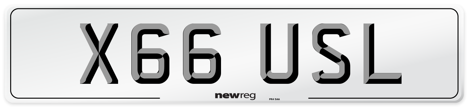 X66 USL Number Plate from New Reg